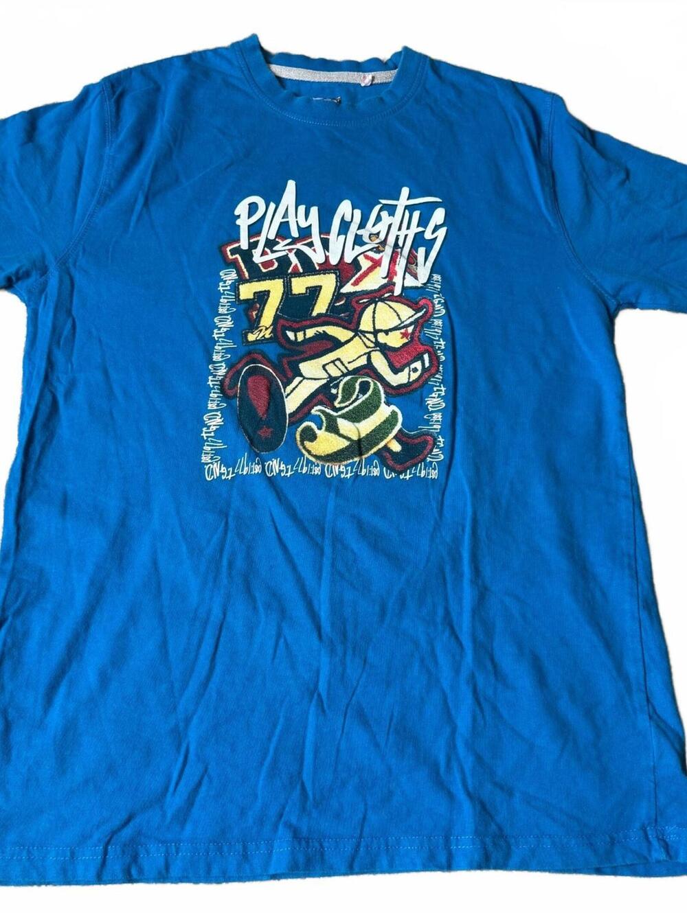 Play Cloths Blue Graphic T-Shirt XL Streetwear Basketball Sneaker Tee